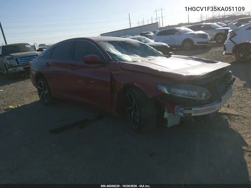 HONDA ACCORD 2019, VIN 1HGCV1F35KA051109