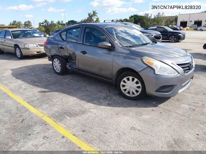 NISSAN VERSA 2019, VIN 3N1CN7AP9KL828320