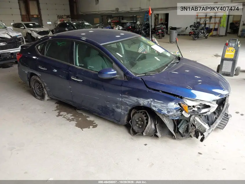 NISSAN SENTRA 2019, VIN 3N1AB7AP9KY407474