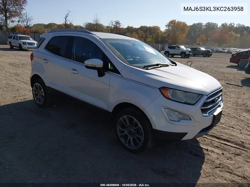 FORD ECOSPORT 2019, VIN MAJ6S3KL3KC263958