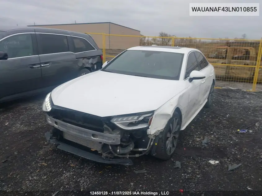 2020 AUDI A4 VIN WAUANAF43LN010855 — фото 2