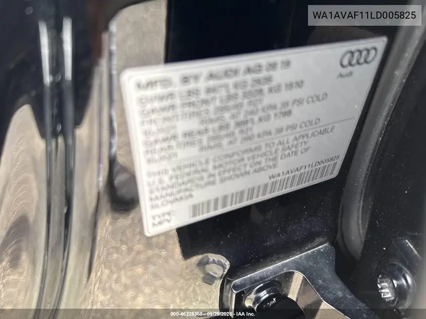 2020 AUDI Q8 VIN WA1AVAF11LD005825 — фото 9