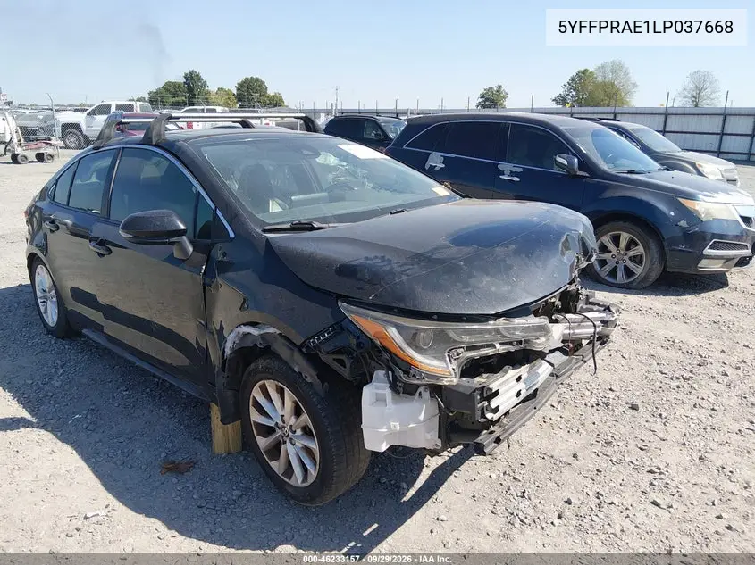 TOYOTA COROLLA 2020, VIN 5YFFPRAE1LP037668