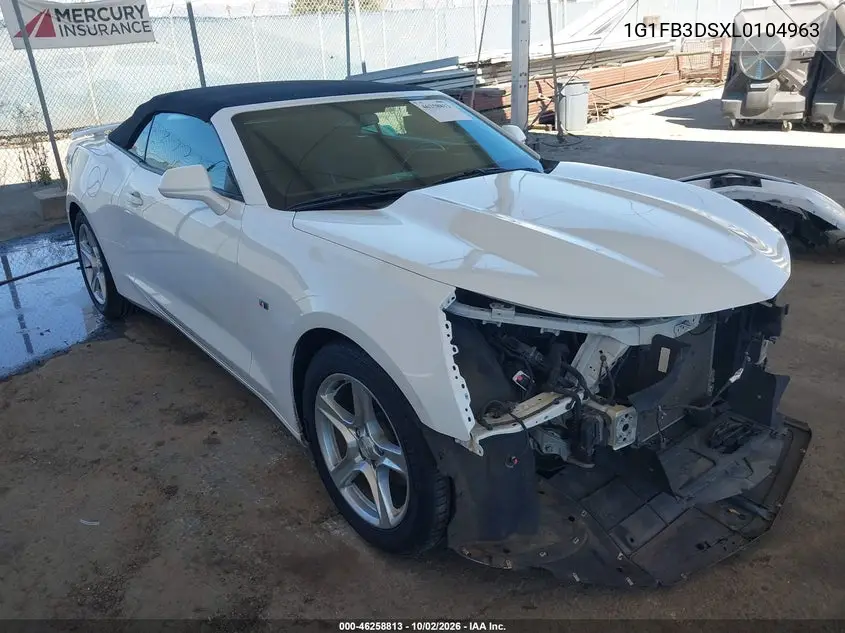 CHEVROLET CAMARO 2020, VIN 1G1FB3DSXL0104963