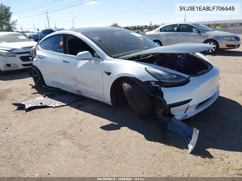 TESLA MODEL 3 2020, VIN 5YJ3E1EA8LF706645