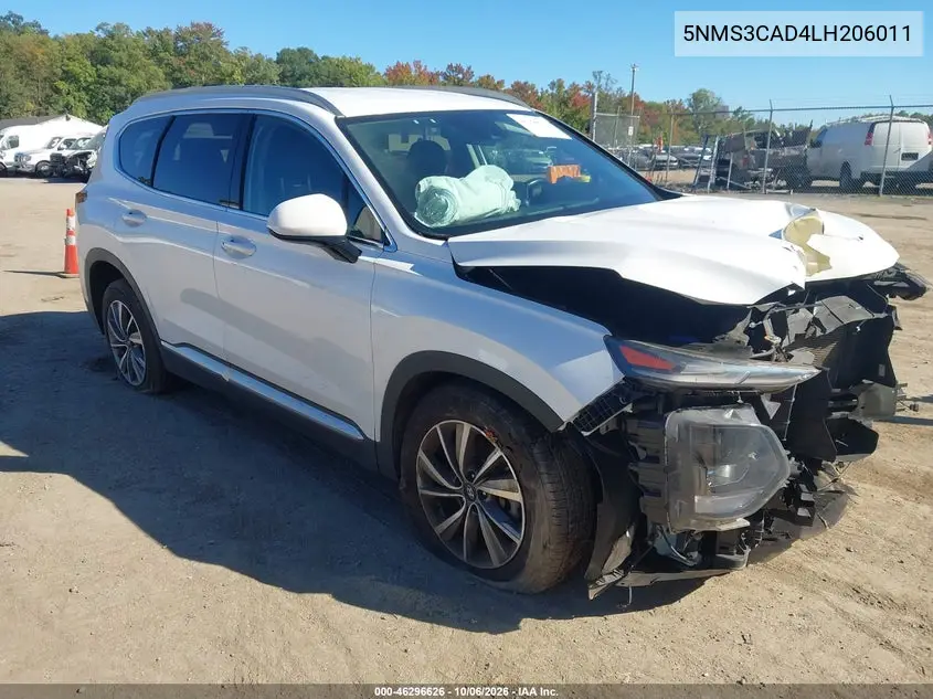 HYUNDAI SANTA FE 2020, VIN 5NMS3CAD4LH206011