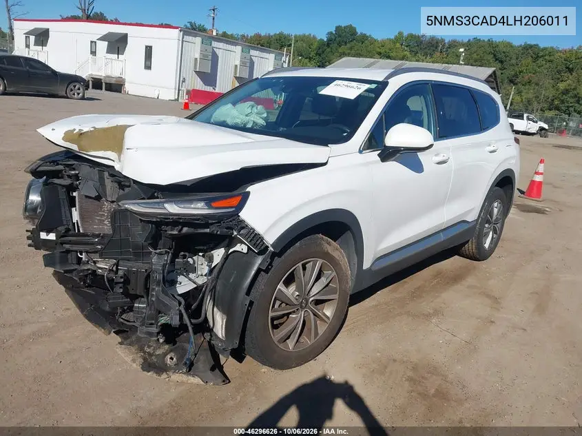 2020 HYUNDAI SANTA FE VIN 5NMS3CAD4LH206011 — фото 2