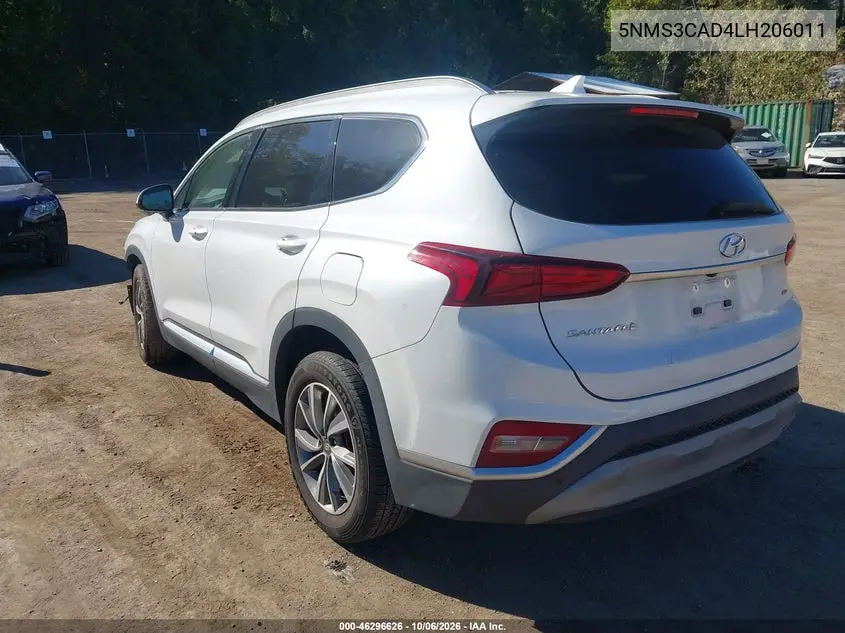 2020 HYUNDAI SANTA FE VIN 5NMS3CAD4LH206011 — фото 3