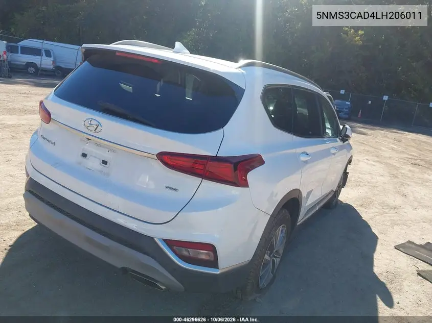 2020 HYUNDAI SANTA FE VIN 5NMS3CAD4LH206011 — фото 4