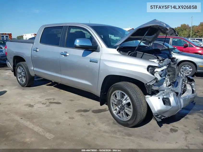 TOYOTA TUNDRA 2020, VIN 5TFAY5F14LX926858