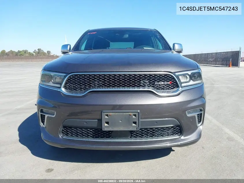2021 DODGE DURANGO VIN 1C4SDJET5MC547243 — фото 12