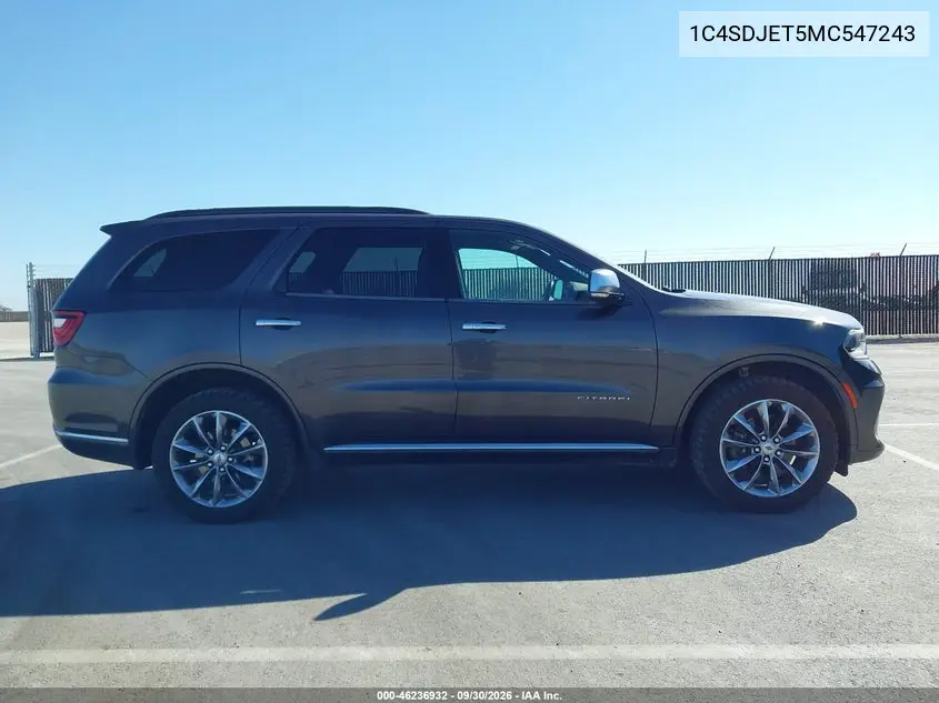 2021 DODGE DURANGO VIN 1C4SDJET5MC547243 — фото 13