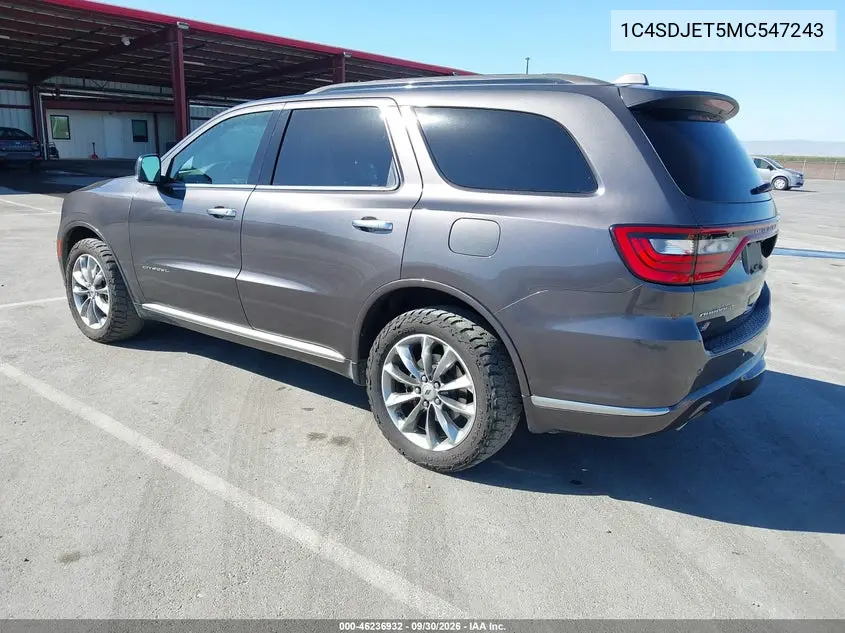 2021 DODGE DURANGO VIN 1C4SDJET5MC547243 — фото 3