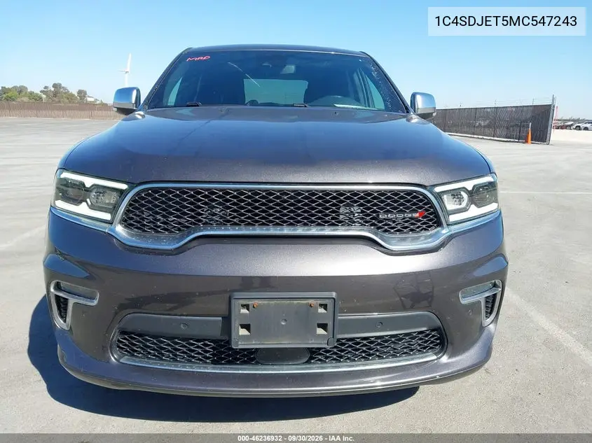 2021 DODGE DURANGO VIN 1C4SDJET5MC547243 — фото 6