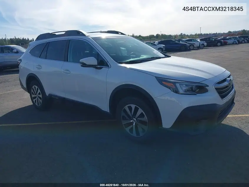SUBARU OUTBACK 2021, VIN 4S4BTACCXM3218345
