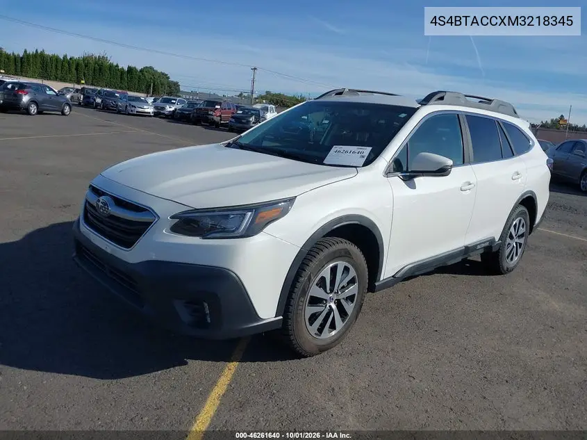 2021 SUBARU OUTBACK VIN 4S4BTACCXM3218345 — фото 2
