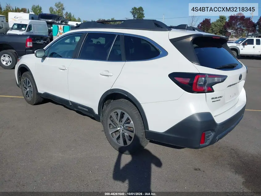 2021 SUBARU OUTBACK VIN 4S4BTACCXM3218345 — фото 3