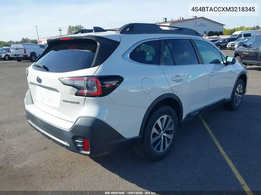 2021 SUBARU OUTBACK VIN 4S4BTACCXM3218345 — фото 4