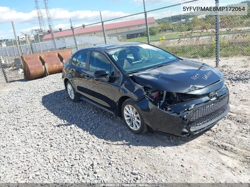 TOYOTA COROLLA 2021, VIN 5YFVPMAE8MP172064