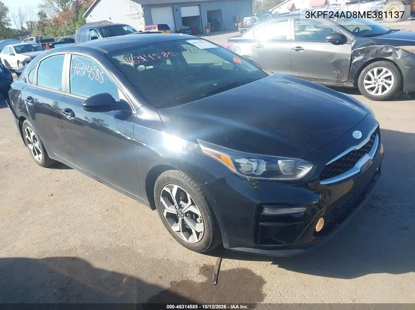 KIA FORTE 2021, VIN 3KPF24AD8ME381137
