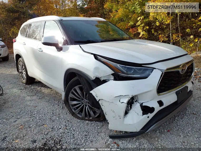 TOYOTA HIGHLANDER 2021, VIN 5TDFZRBH7MS119996