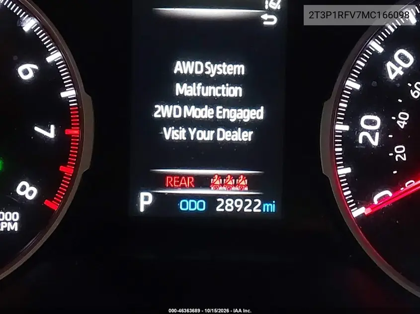 2021 TOYOTA RAV 4 VIN 2T3P1RFV7MC166098 — фото 15