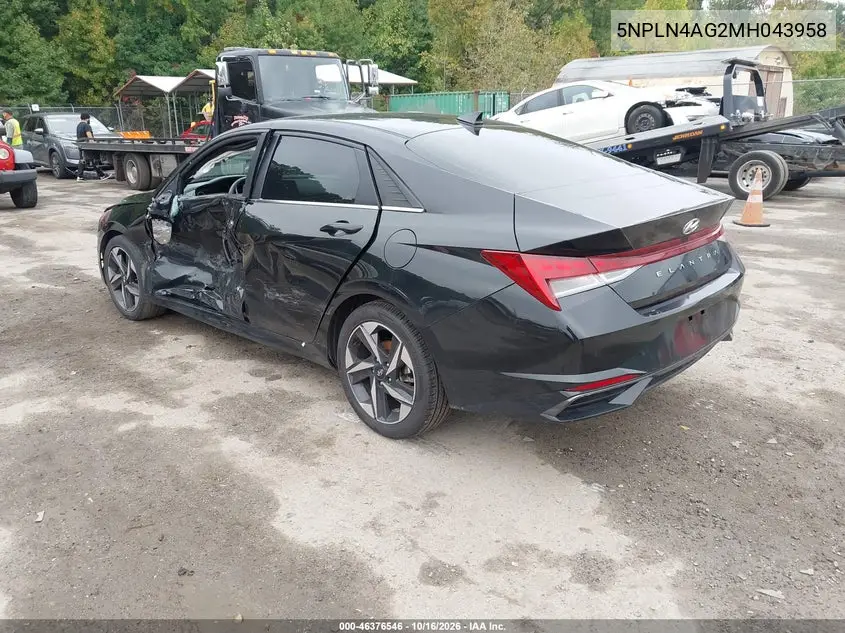 2021 HYUNDAI ELANTRA VIN 5NPLN4AG2MH043958 — фото 3