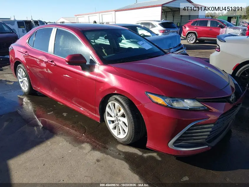 TOYOTA CAMRY 2021, VIN 4T1C11AK0MU451391