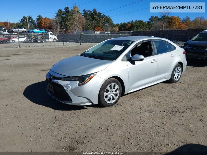 2021 TOYOTA COROLLA VIN 5YFEPMAE2MP167281 — фото 2