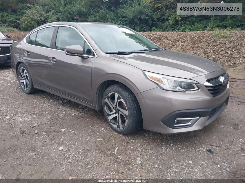 SUBARU LEGACY 2022, VIN 4S3BWGN63N3006278