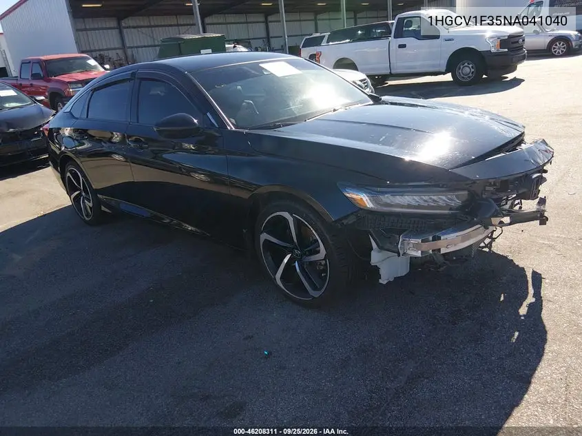 HONDA ACCORD 2022, VIN 1HGCV1F35NA041040