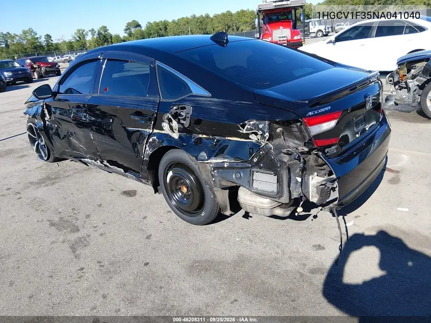 2022 HONDA ACCORD VIN 1HGCV1F35NA041040 — фото 3