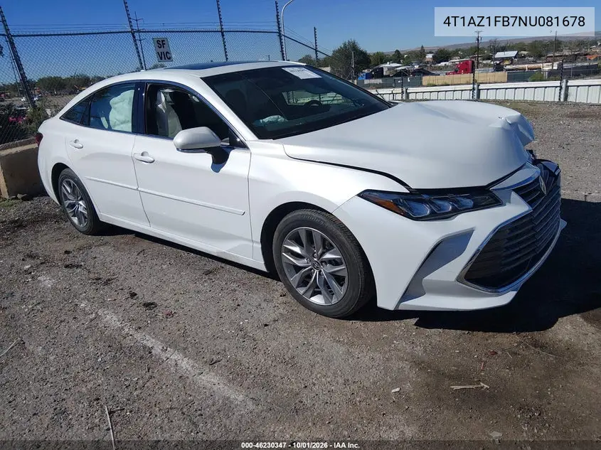 TOYOTA AVALON 2022, VIN 4T1AZ1FB7NU081678
