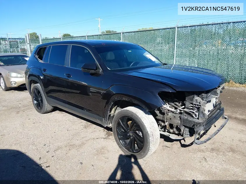 VOLKSWAGEN ATLAS 2022, VIN 1V2KR2CA1NC547619