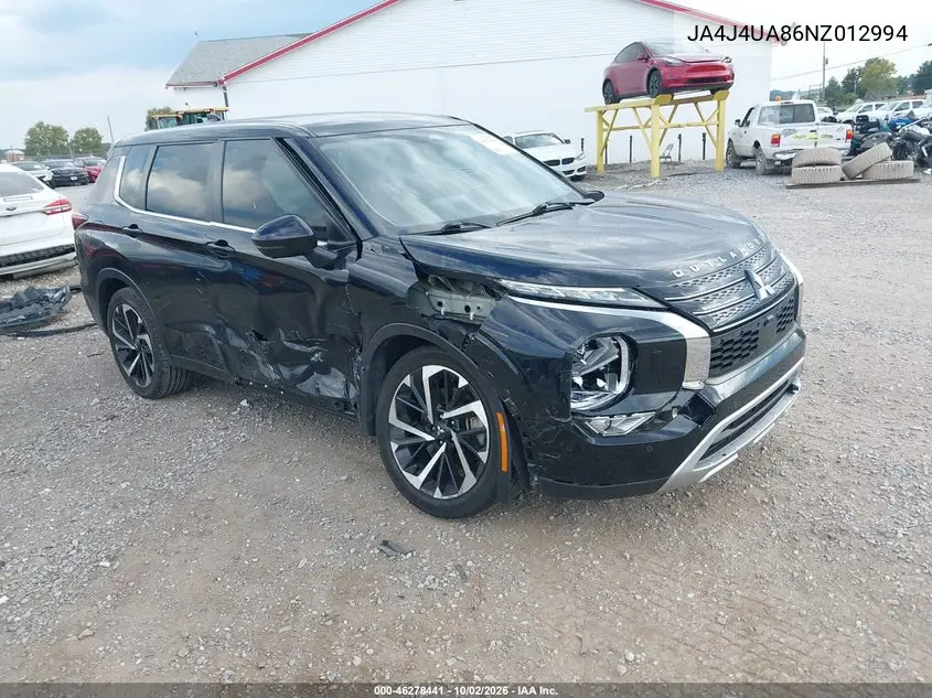 MITSUBISHI OUTLANDER 2022, VIN JA4J4UA86NZ012994