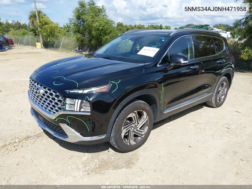 2022 HYUNDAI SANTA FE VIN 5NMS34AJ0NH471958 — фото 2
