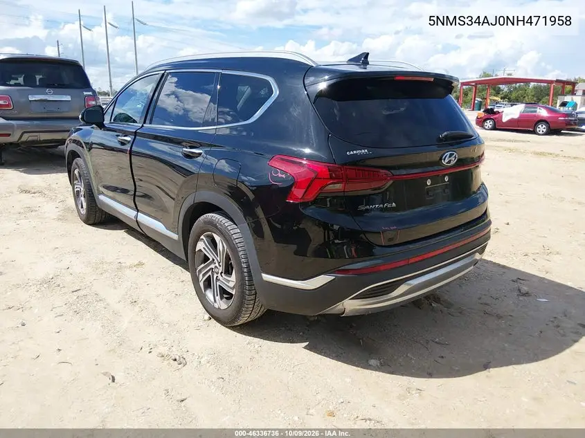 2022 HYUNDAI SANTA FE VIN 5NMS34AJ0NH471958 — фото 3