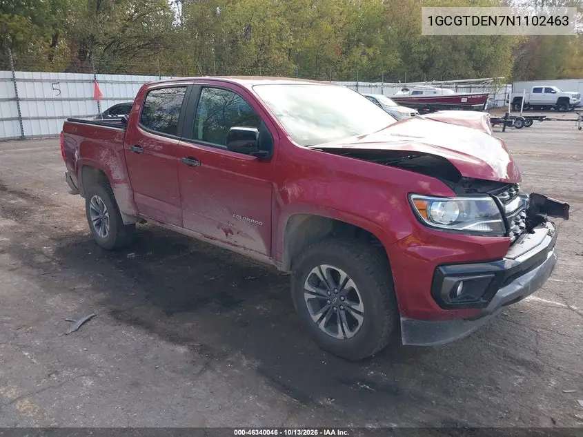 CHEVROLET COLORADO 2022, VIN 1GCGTDEN7N1102463
