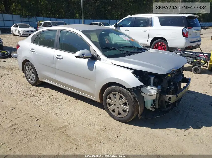 KIA RIO 2022, VIN 3KPA24AD7NE477384