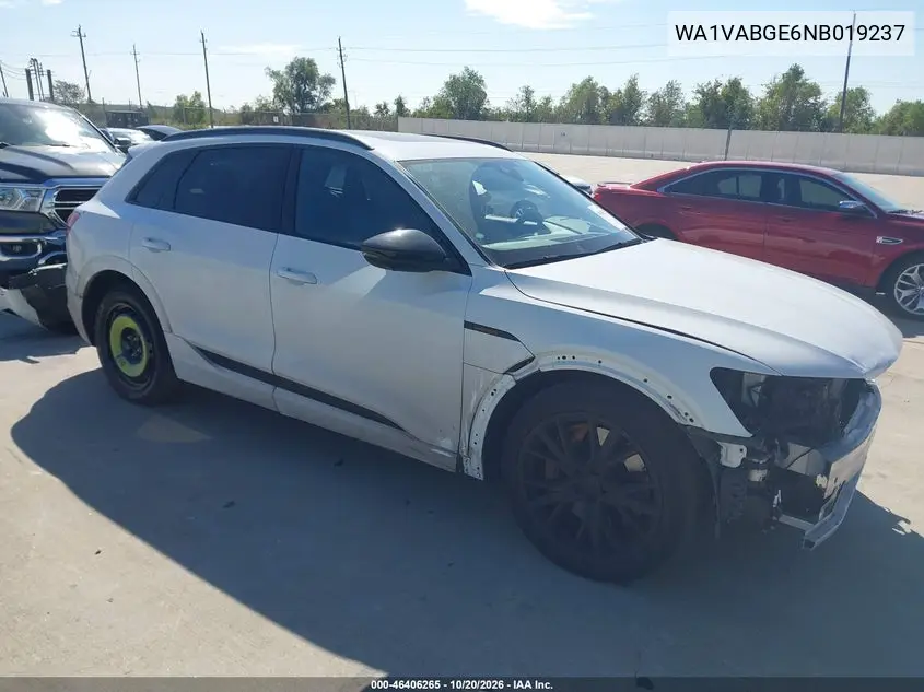 AUDI E-TRON 2022, VIN WA1VABGE6NB019237