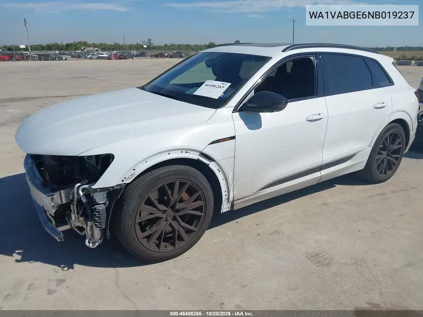 2022 AUDI E-TRON VIN WA1VABGE6NB019237 — фото 2