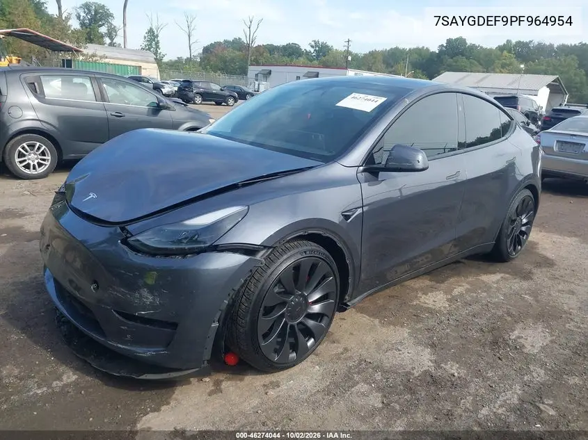 2023 TESLA MODEL Y VIN 7SAYGDEF9PF964954 — фото 2