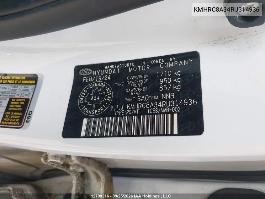 2024 HYUNDAI VENUE VIN KMHRC8A34RU314936 — фото 19