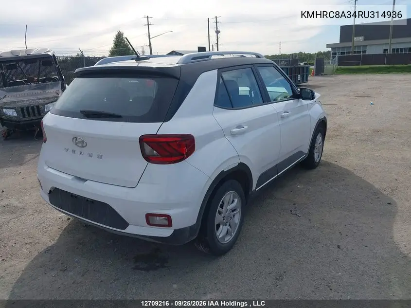 2024 HYUNDAI VENUE VIN KMHRC8A34RU314936 — фото 4