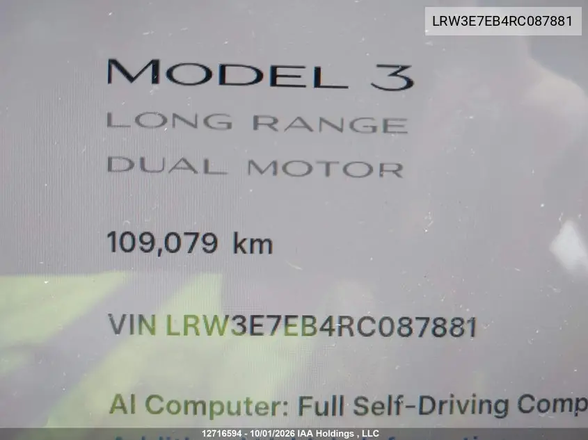 2024 TESLA MODEL 3 VIN LRW3E7EB4RC087881 — фото 15
