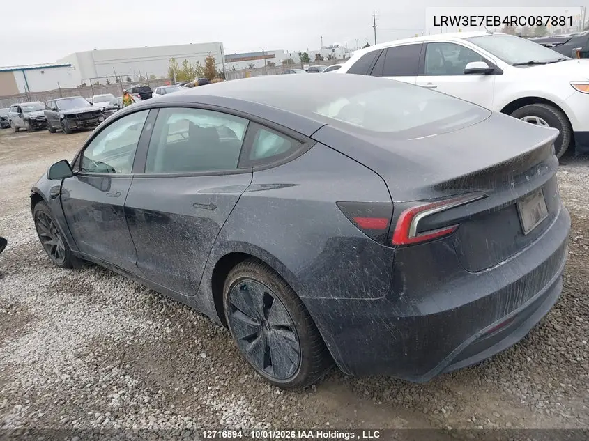 2024 TESLA MODEL 3 VIN LRW3E7EB4RC087881 — фото 3