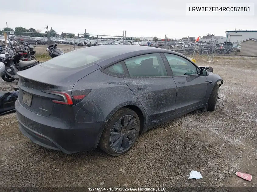 2024 TESLA MODEL 3 VIN LRW3E7EB4RC087881 — фото 4