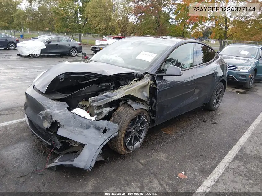 2025 TESLA MODEL Y VIN 7SAYGDED2SA377144 — фото 2