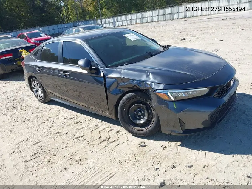 HONDA CIVIC 2025, VIN 2HGFE2F27SH555494
