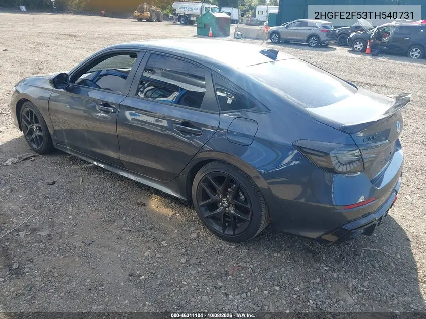 2026 HONDA CIVIC VIN 2HGFE2F53TH540731 — фото 3